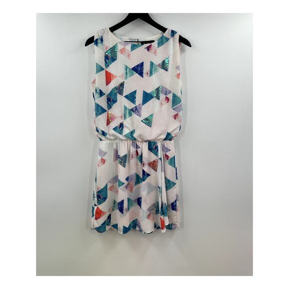 Sam Edleman Fit and Flare Triangle Sequin Watercolor Mini Dress Size Small - Picture 1 of 7